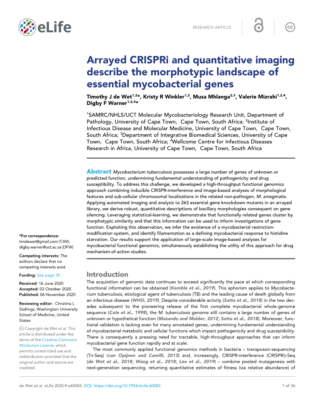 Arrayed Crispri and Quantitative Imaging Describe the Morphotypic Landscape of Essential Mycobacterial Genes