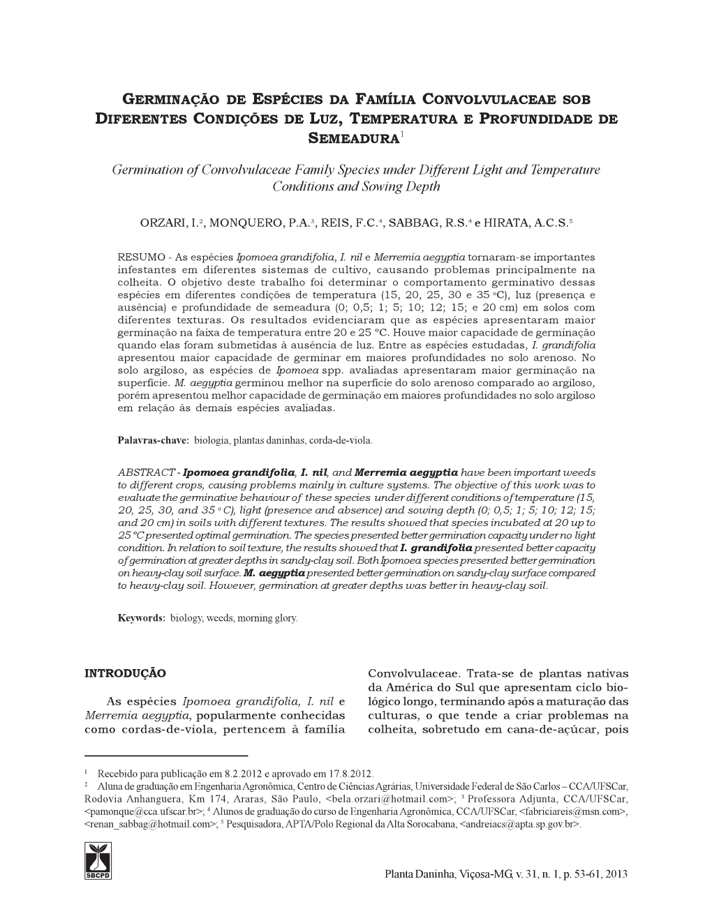 53 Germination of Convolvulaceae Family Species Under Different