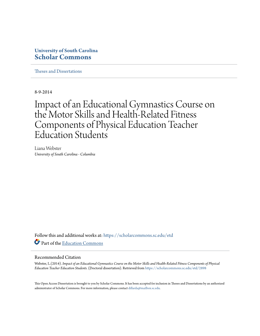 Impact of an Educational Gymnastics Course on the Motor Skills And