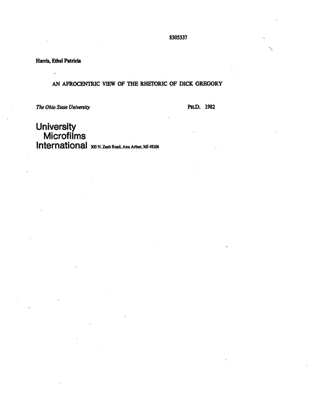 University Microfilms Internstionsi300 X