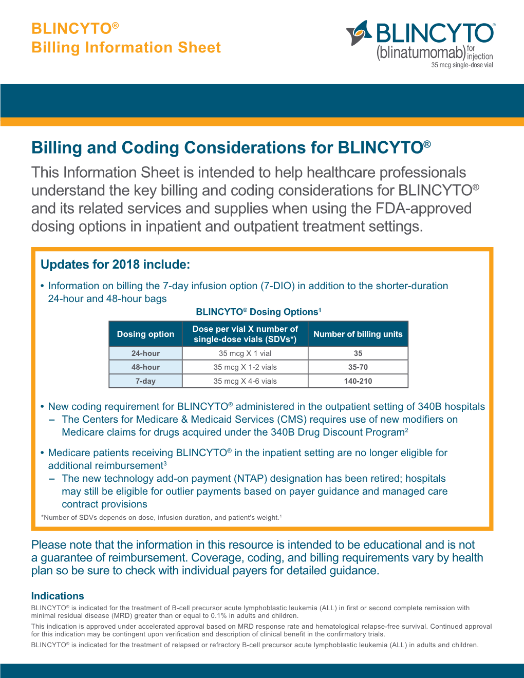 Billing and Coding Considerations for BLINCYTO®