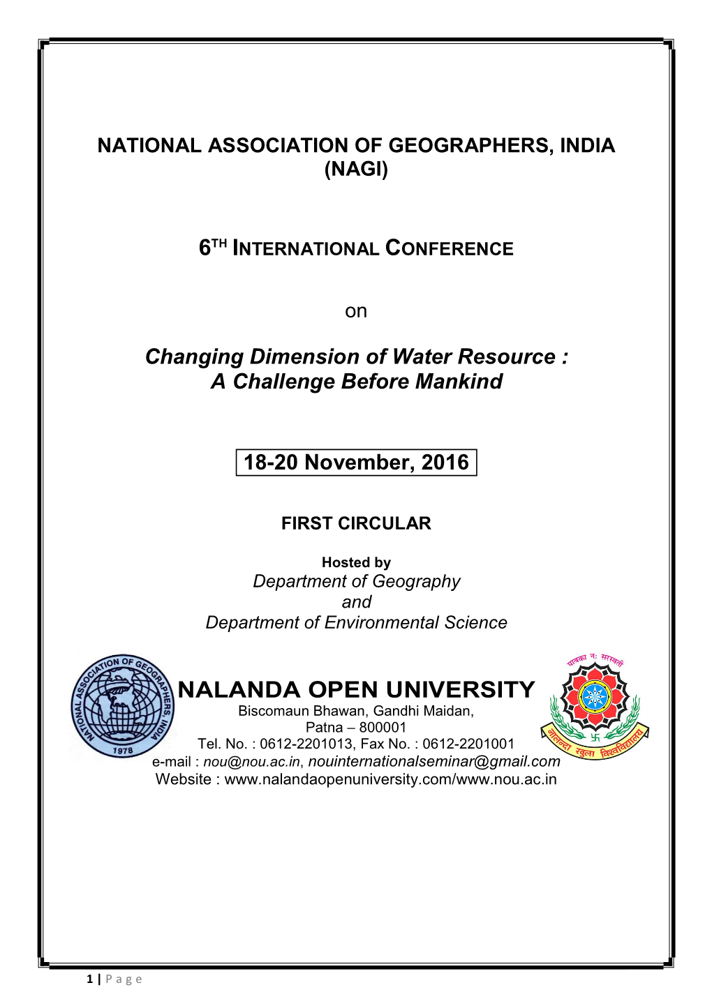 NALANDA OPEN UNIVERSITY Biscomaun Bhawan, Gandhi Maidan, Patna – 800001 Tel