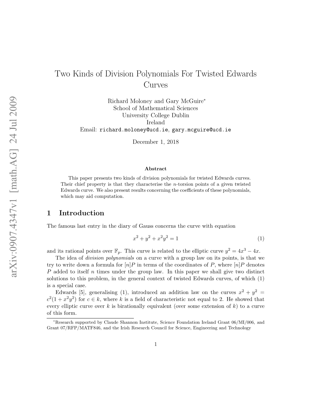 Two Kinds of Division Polynomials for Twisted Edwards Curves