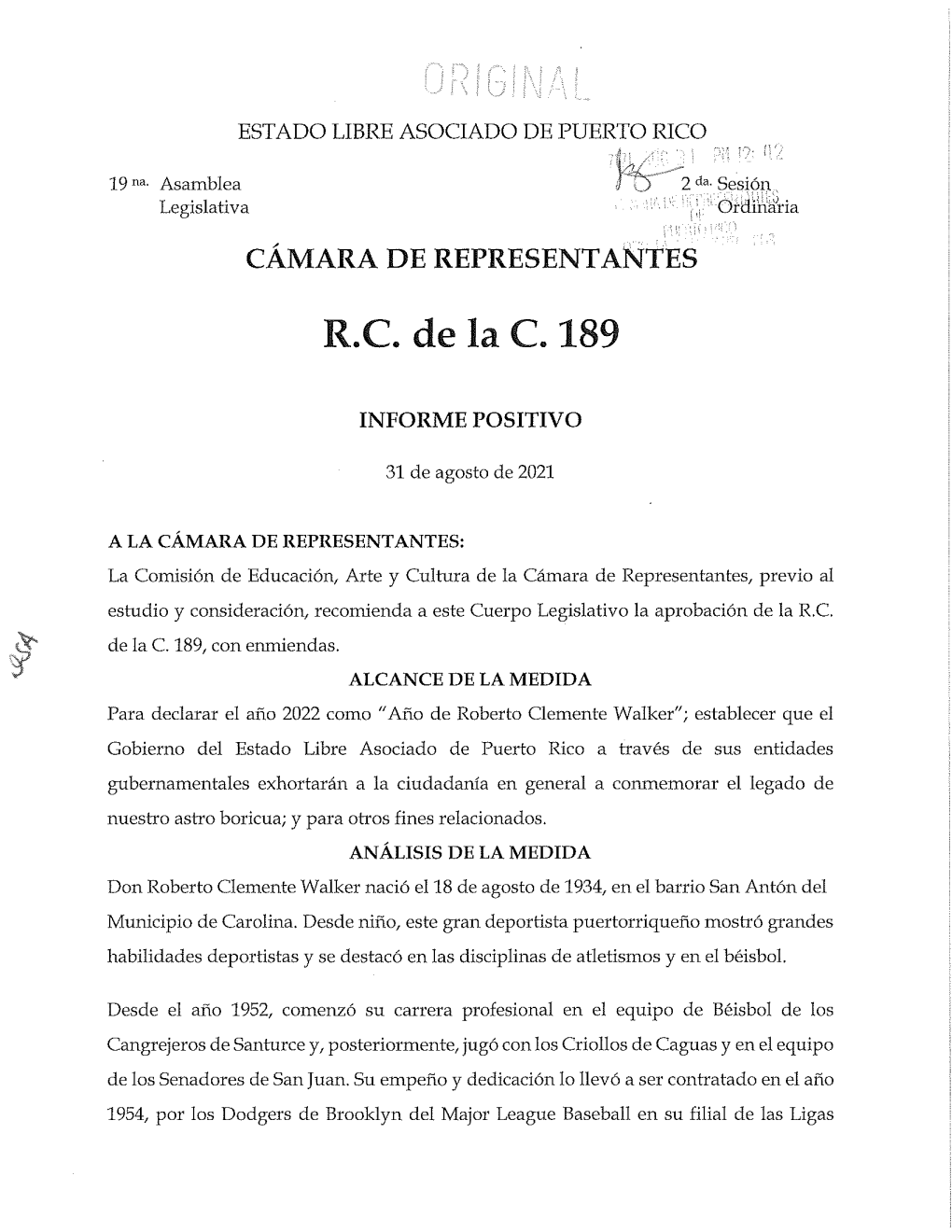 Estado Libre Asociado De Puerto Rico Informe Positivo