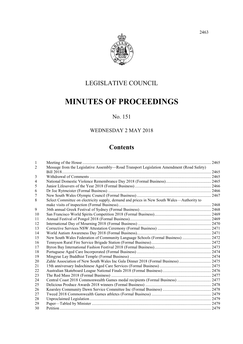 Minutes of Proceedings