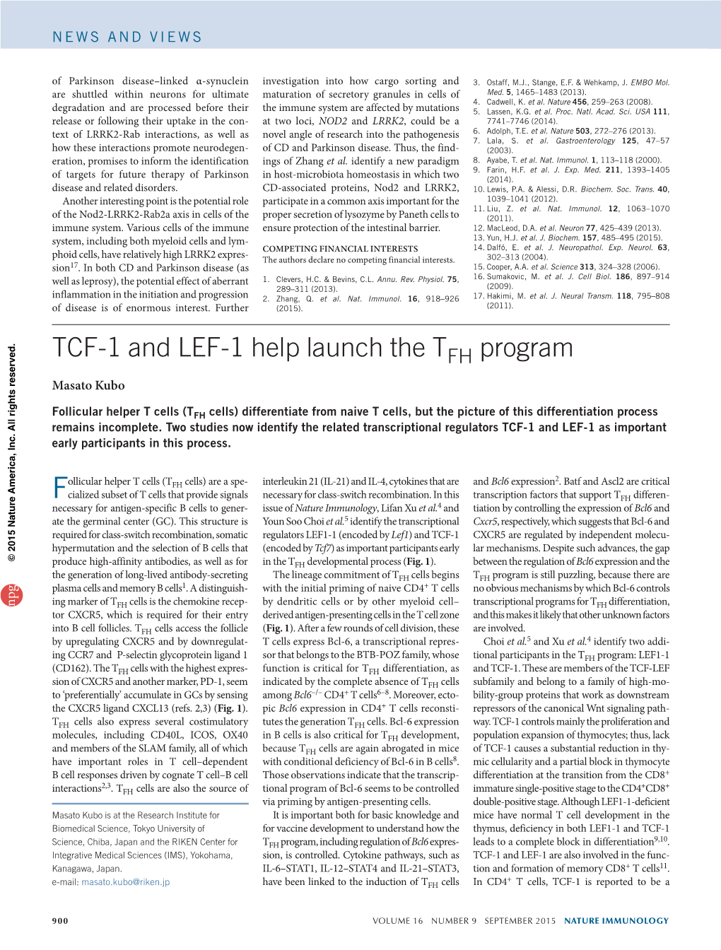 TCF-1 and LEF-1 Help Launch the TFH Program