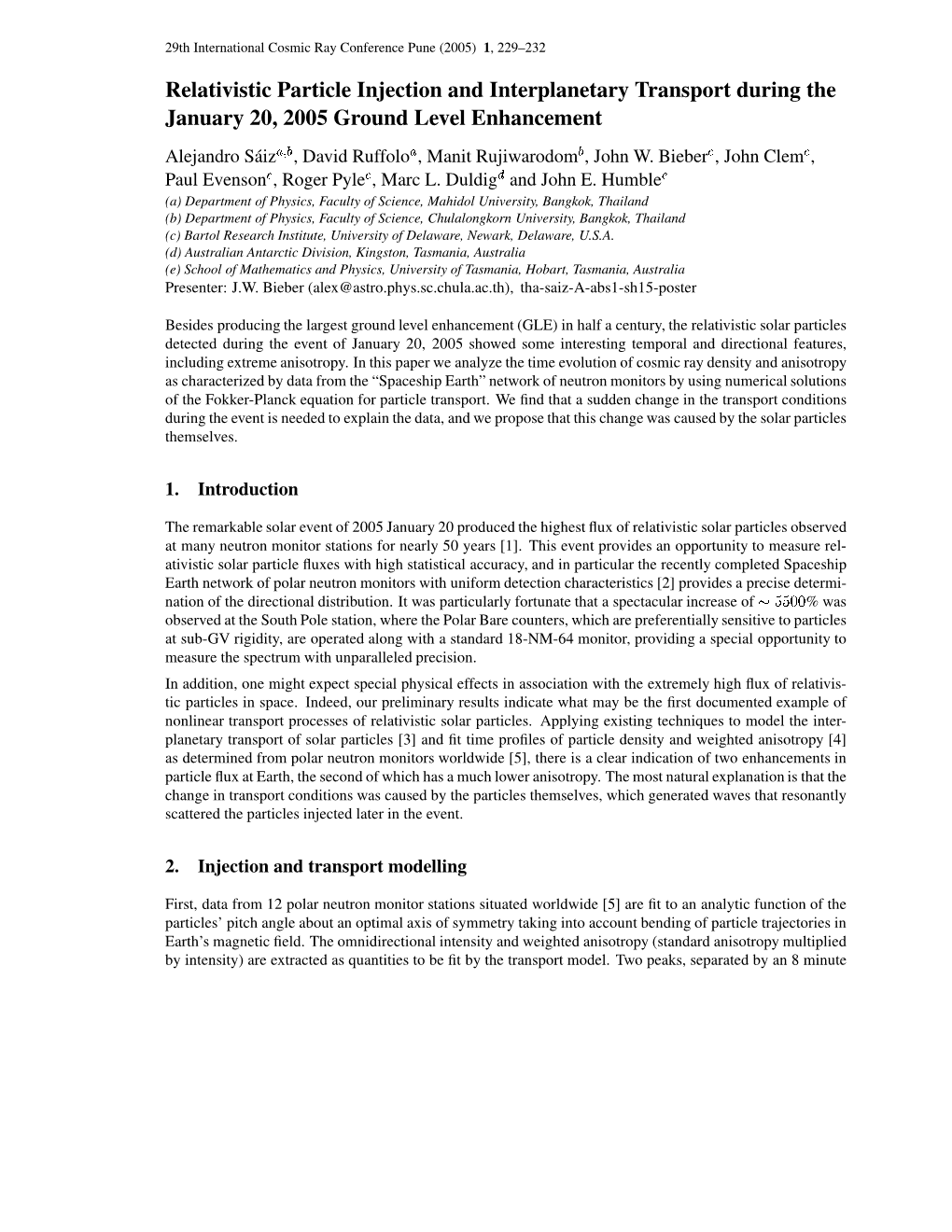 Relativistic Particle Injection and Interplanetary Transport During The