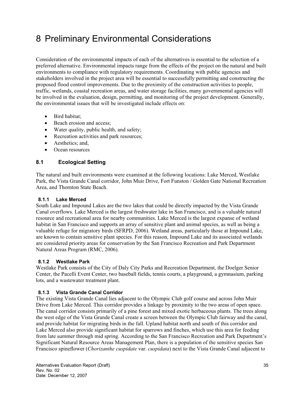 8 Preliminary Environmental Considerations