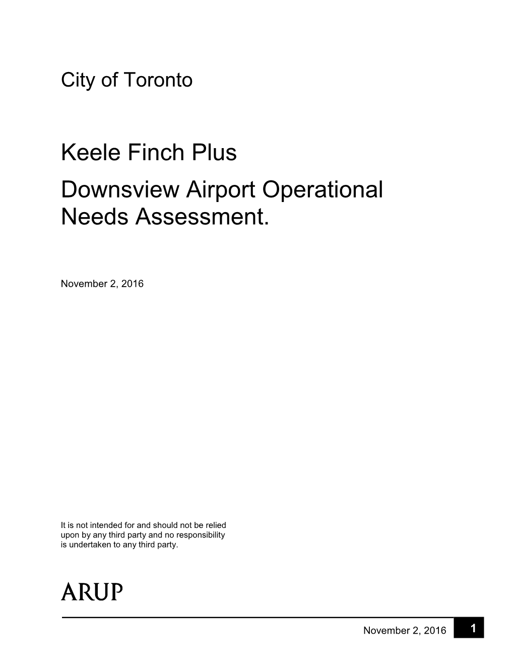 Keele Finch Plus Downsview Airport Operational Needs Assessment