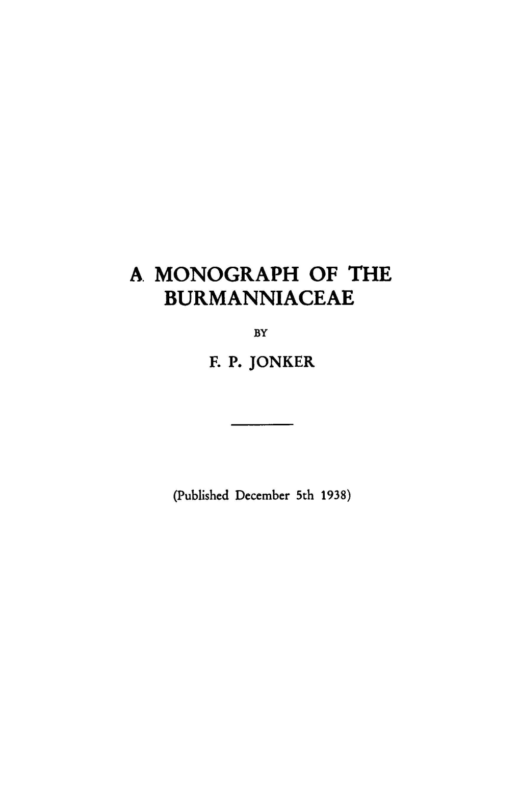 A Monograph of the Burmanniaceae