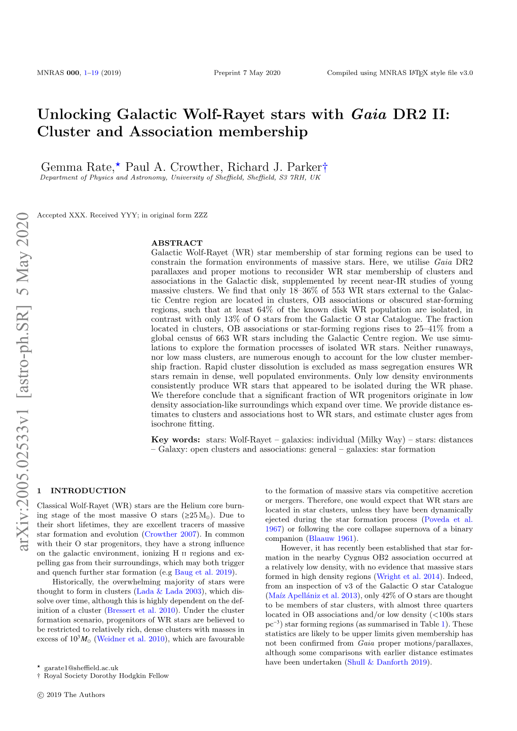 Unlocking Galactic Wolf-Rayet Stars with $\Textit {Gaia} $ DR2 II: Cluster