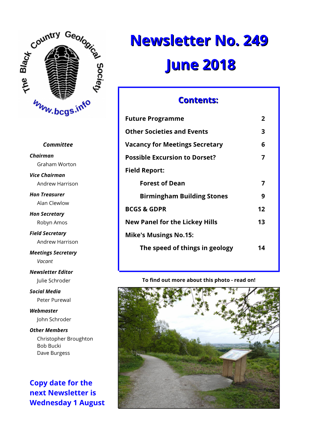 Newsletter No. 249 June 2018