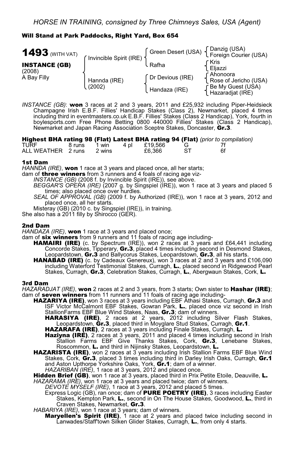 HORSE in TRAINING, Consigned by Three Chimneys Sales, USA (Agent)