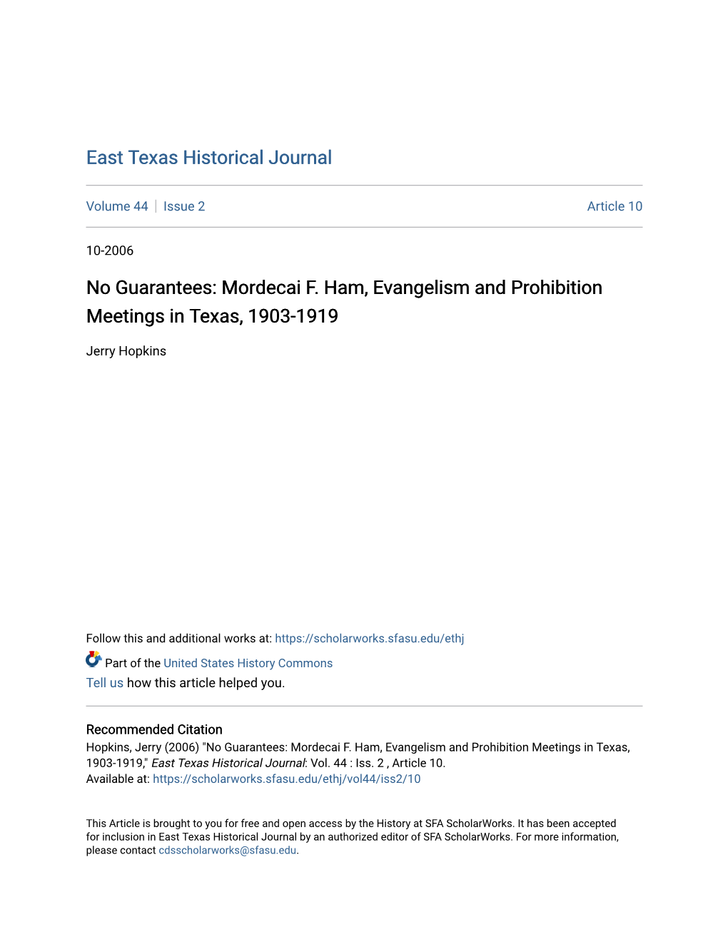 Mordecai F. Ham, Evangelism and Prohibition Meetings in Texas, 1903-1919