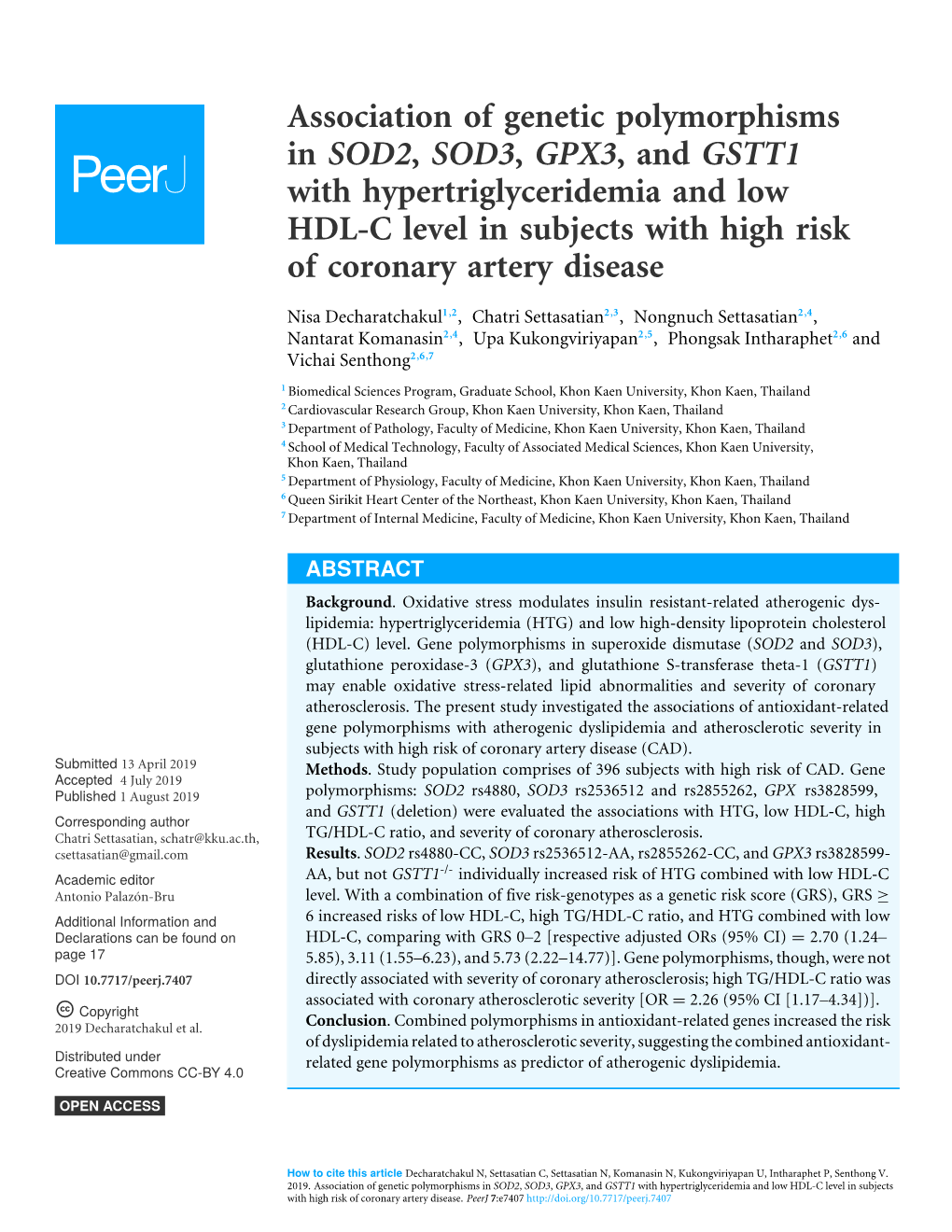 Association of Genetic Polymorphisms in SOD2, SOD3, GPX3, and GSTT1