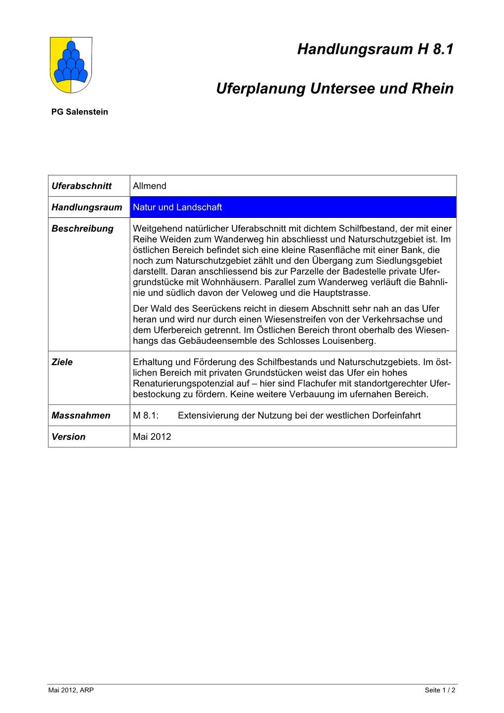 Handlungsraum H 8.1 Uferplanung Untersee Und Rhein