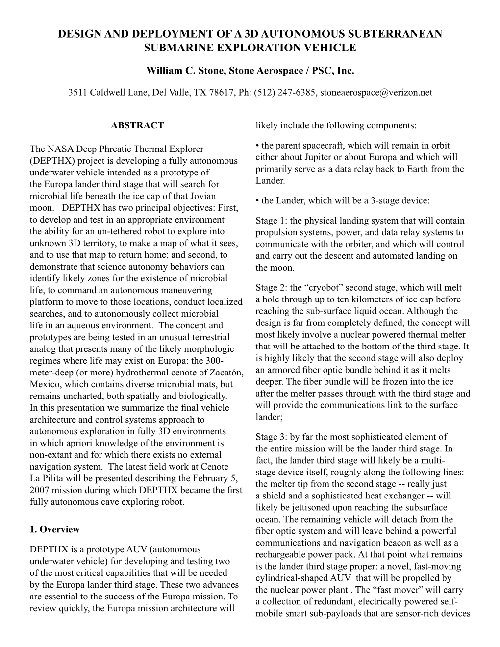 Design and Deployment of a 3D Autonomous Subterranean Submarine Exploration Vehicle