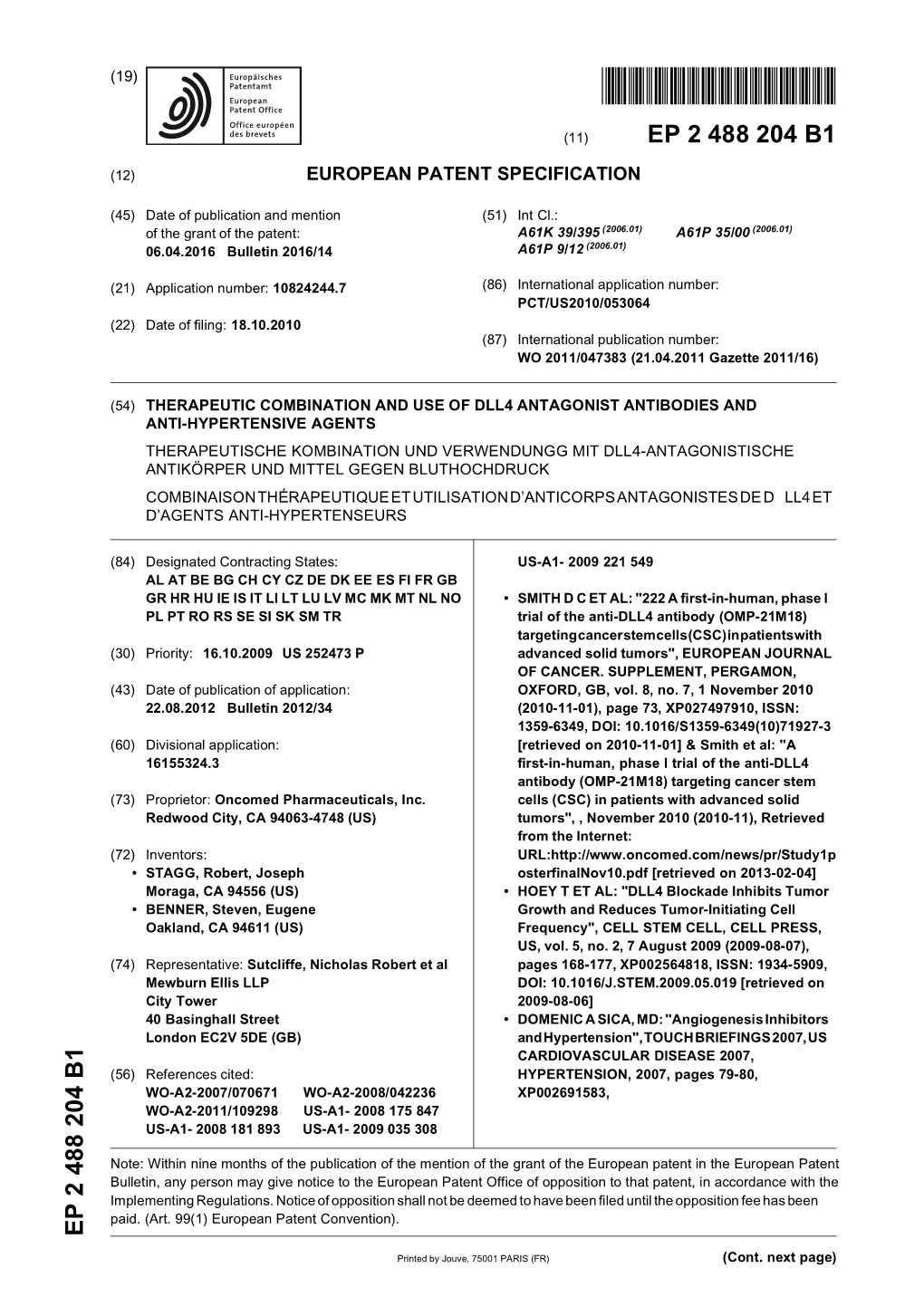 Therapeutic Combination and Use of Dll4 Antagonist Antibodies and Anti-Hypertensive Agents