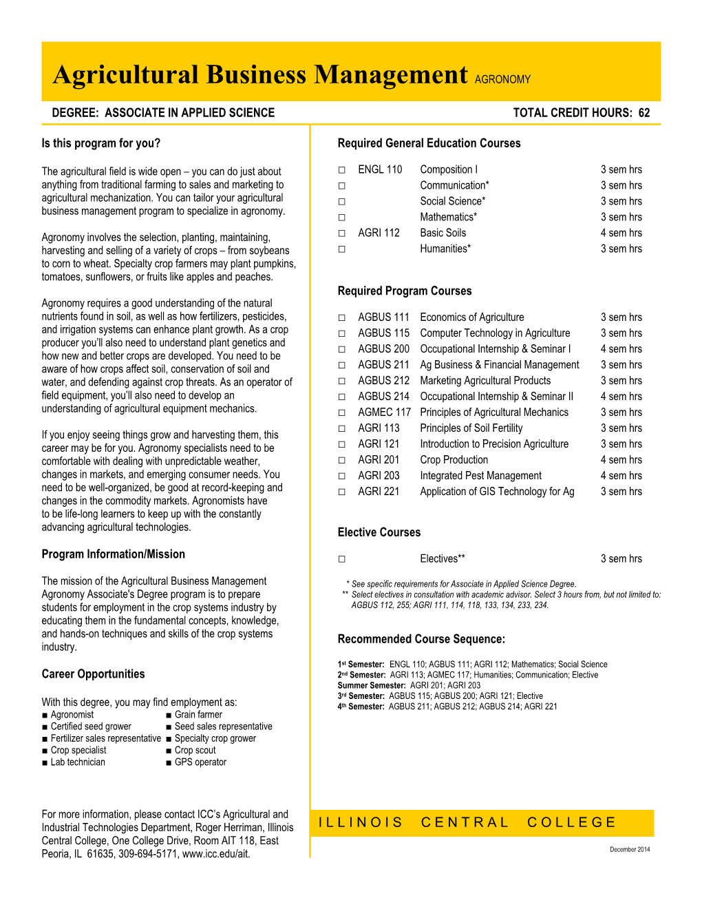 Agricultural Business Management AGRONOMY