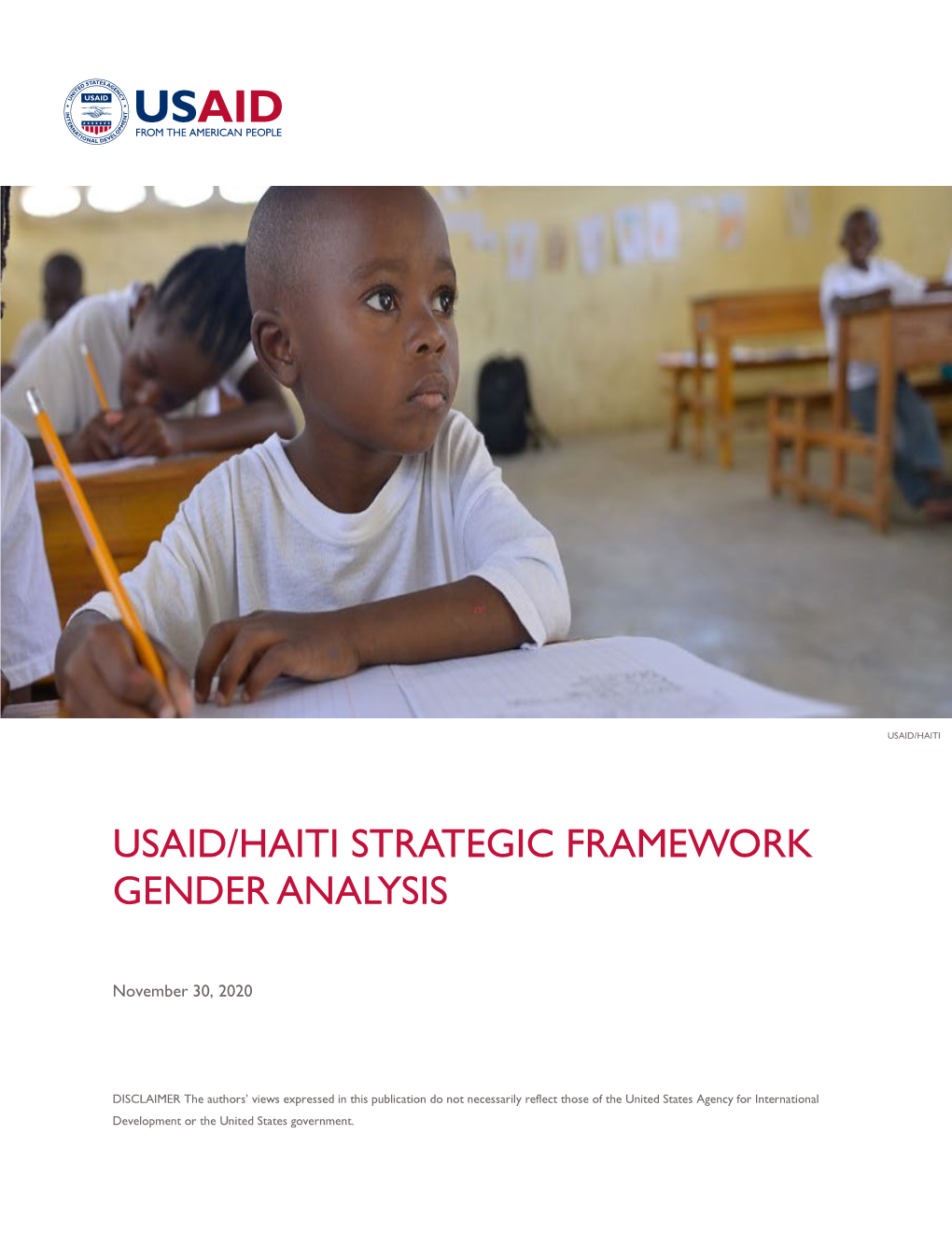 Usaid/Haiti Strategic Framework Gender Analysis