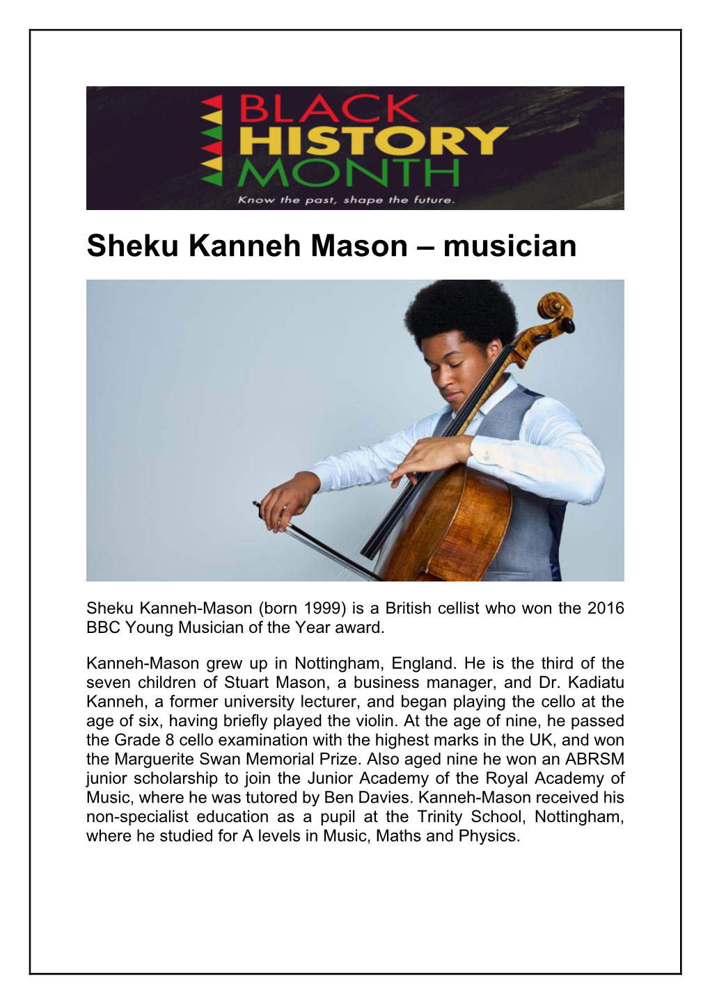 Sheku Kanneh Mason – Musician