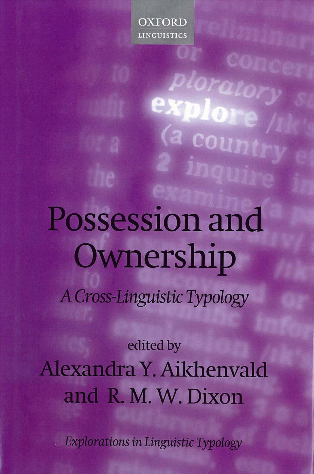 Possession and Ownership Edited by Alexandra Y