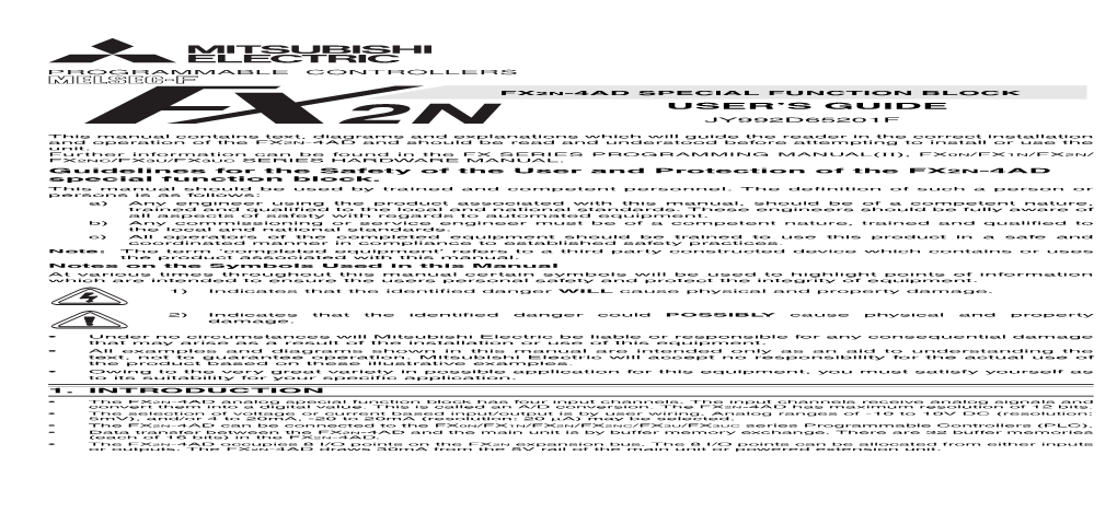 Fx2n-4Ad Special Function Block User's Guide