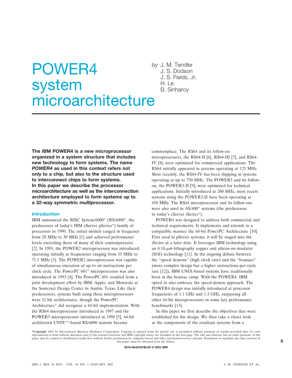 POWER4 System Microarchitecture