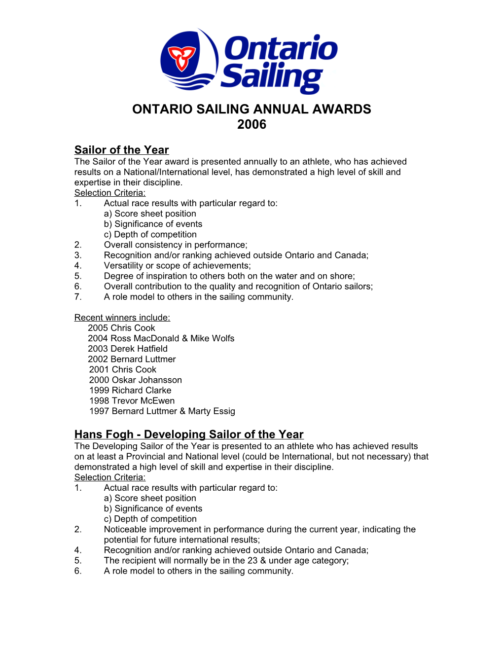 Ontario Sailing Association s1