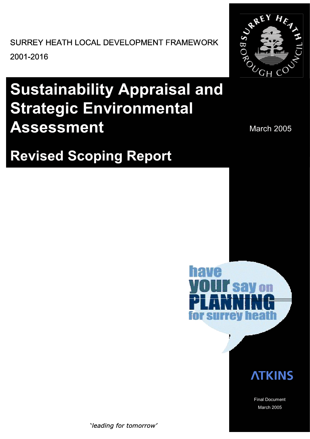 Sustainability Appraisal and Strategic Environmental Assessment