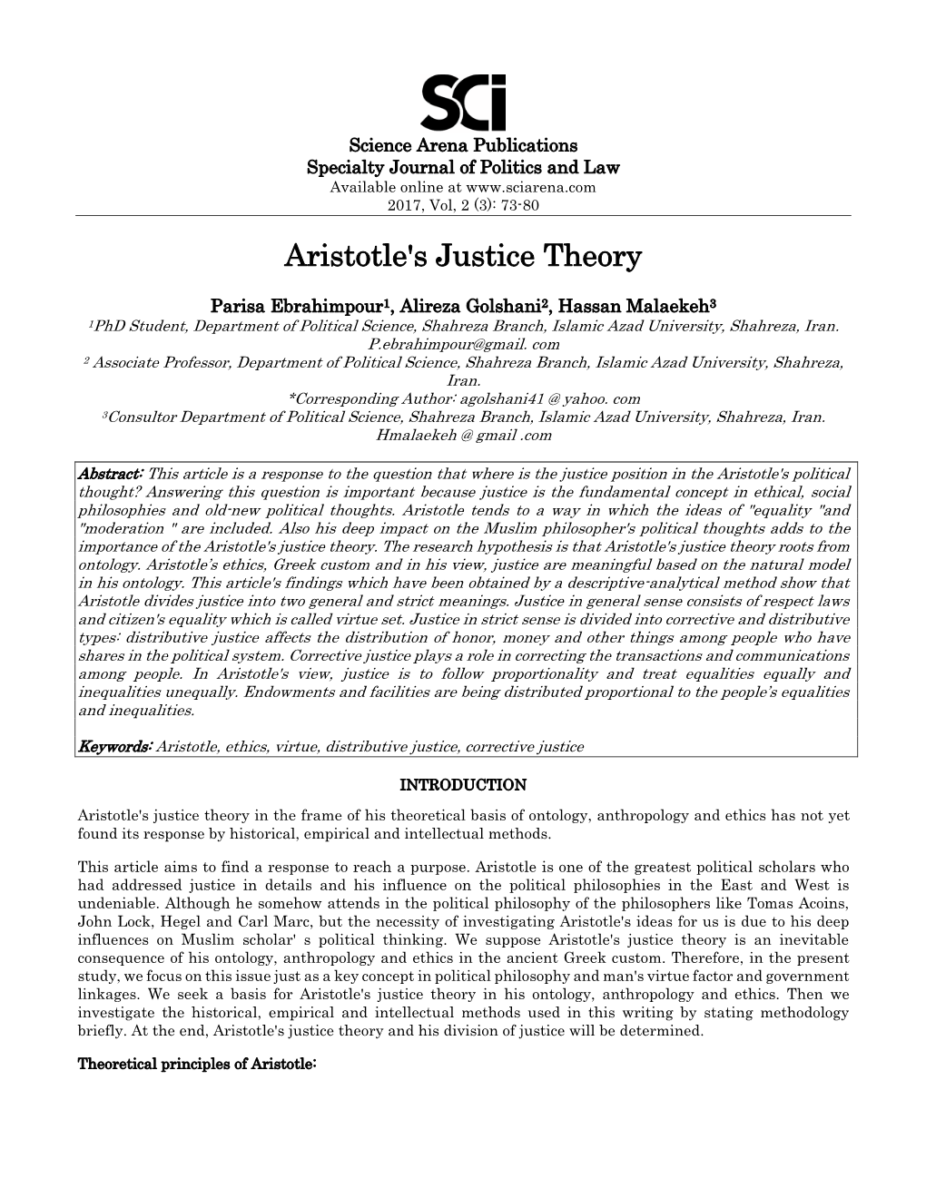 Aristotle's Justice Theory