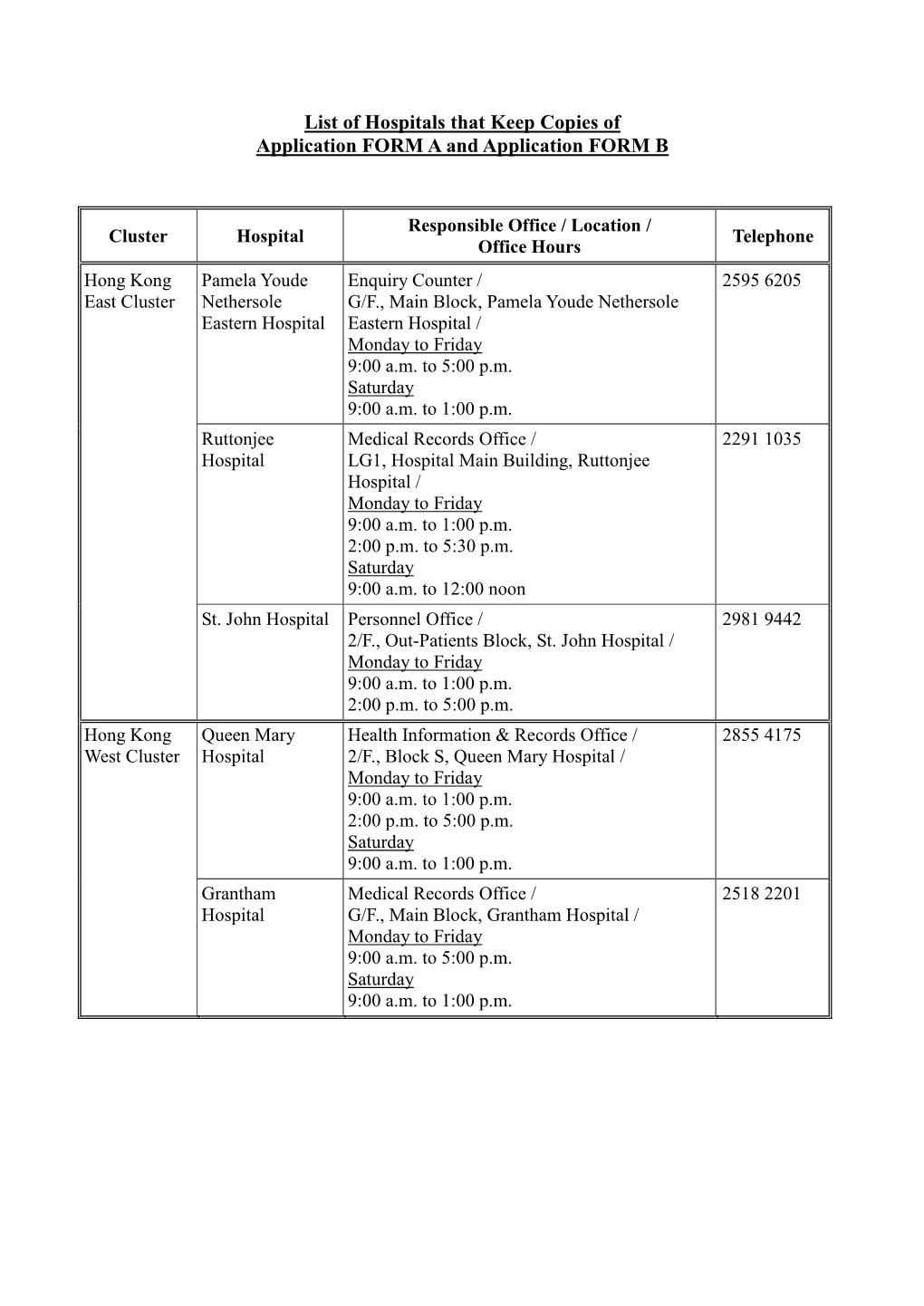 Reimbursement Forms in Designated Site