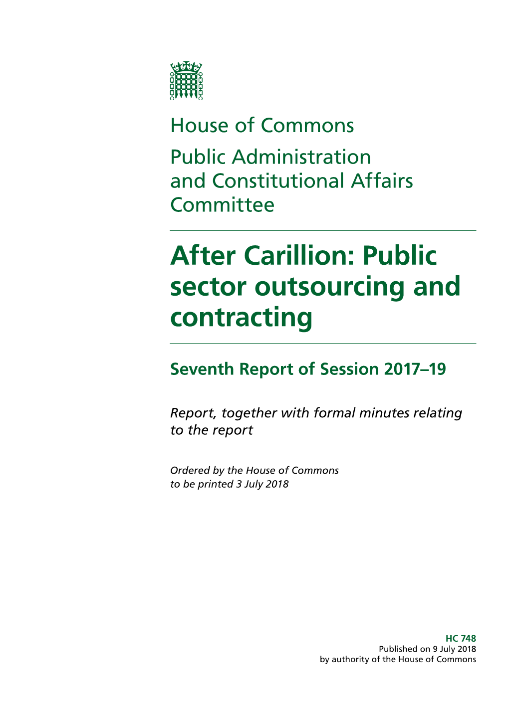 After Carillion: Public Sector Outsourcing and Contracting