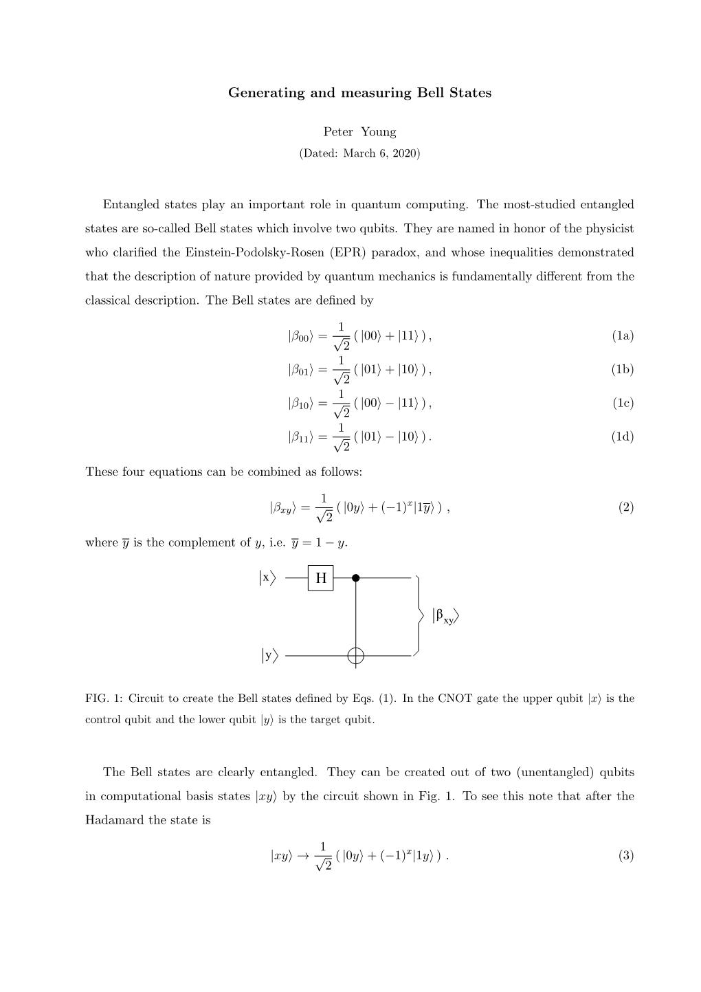 Generating and Measuring Bell States Β