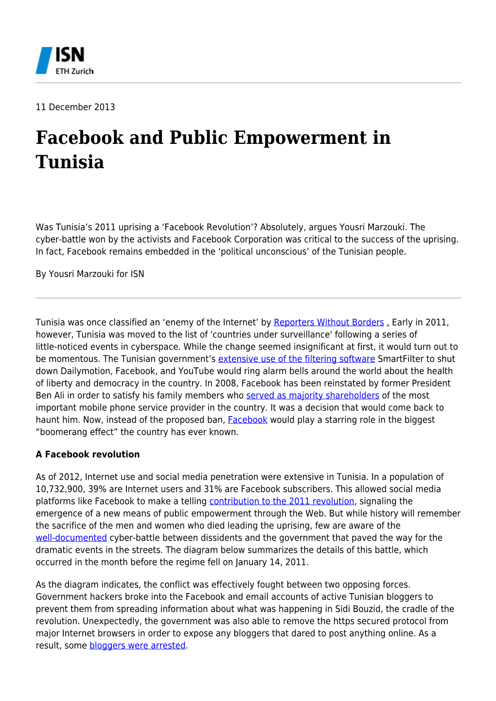 Facebook and Public Empowerment in Tunisia