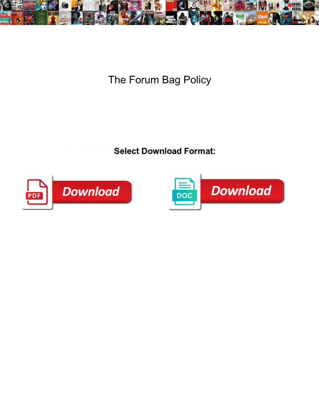 The Forum Bag Policy