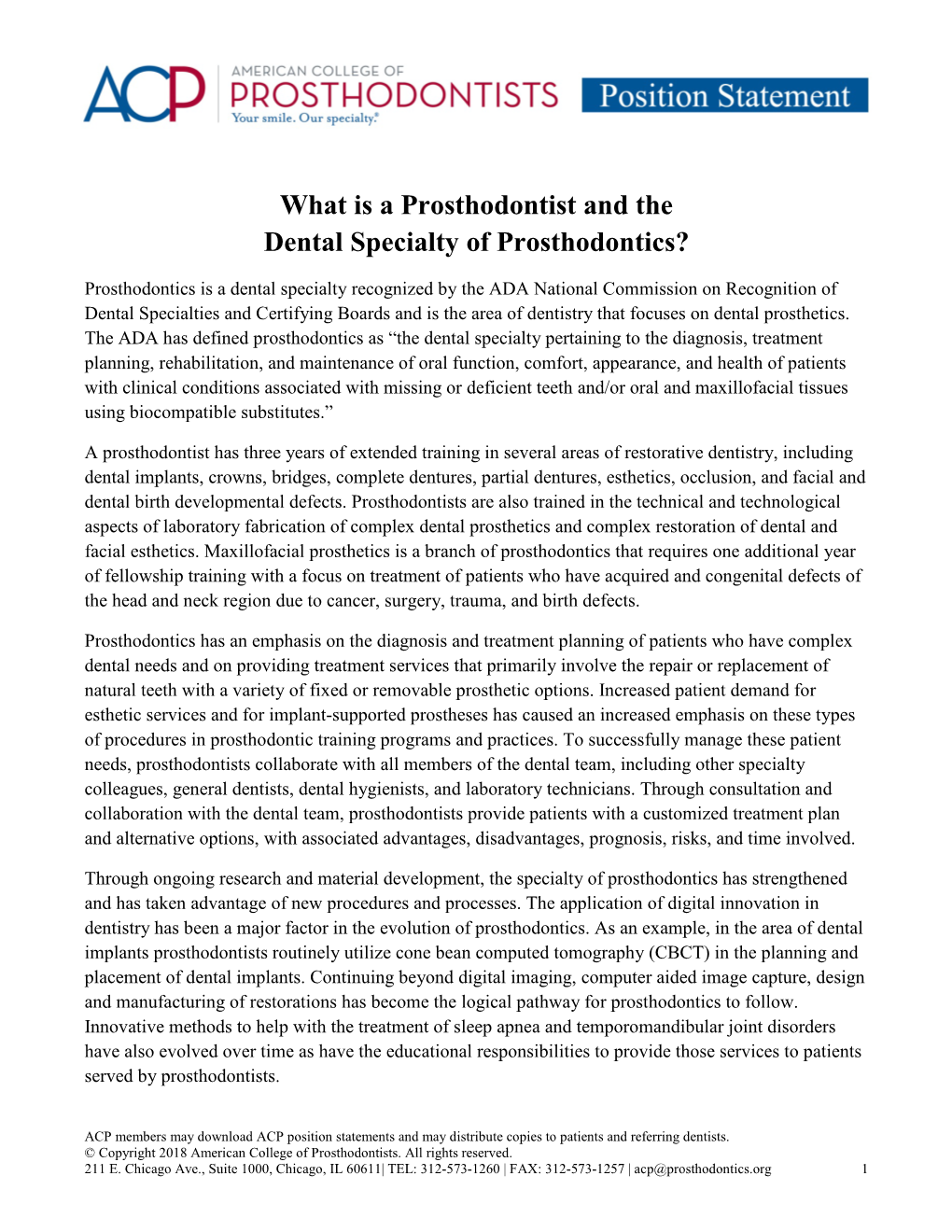 What Is a Prosthodontist and the Dental Specialty of Prosthodontics?