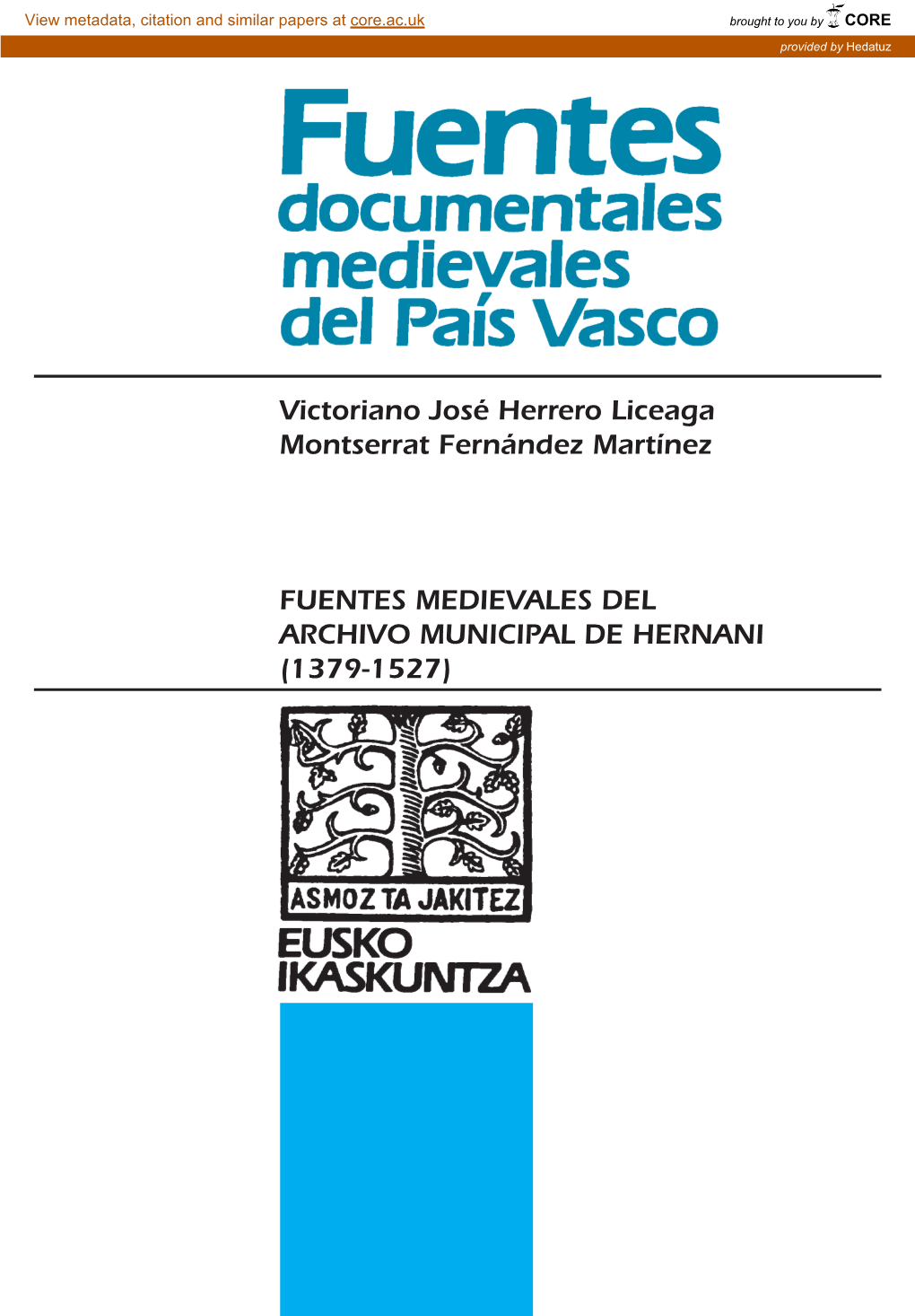 Fuentes Medievales Del Archivo Municipal De Hernani. (1379