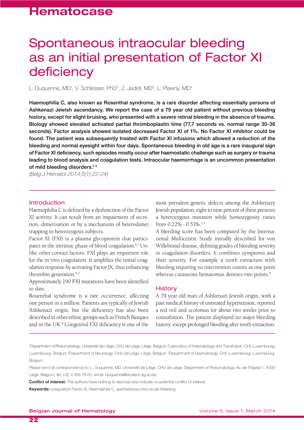 Spontaneous Intraocular Bleeding As an Initial Presentation of Factor XI Deficiency