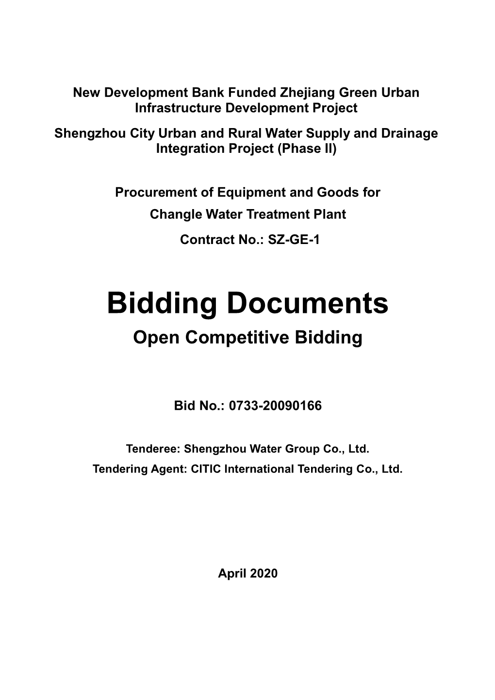 Bidding Documents Open Competitive Bidding