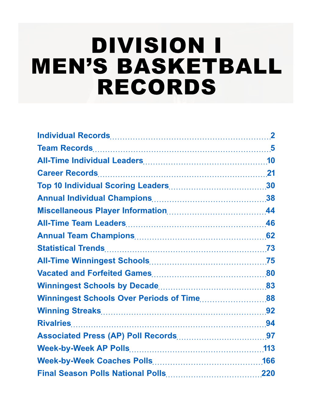 Division I Men's Basketball Records