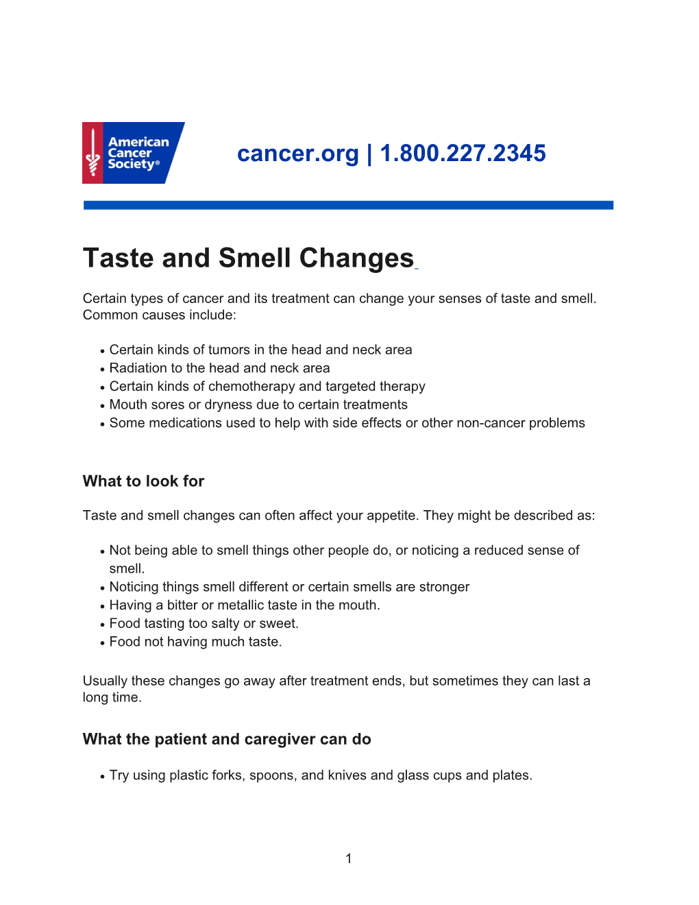 Taste and Smell Changes