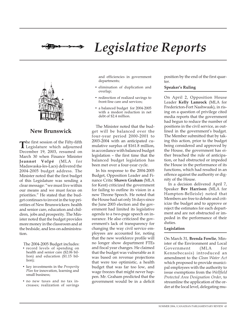 Legislative Reports