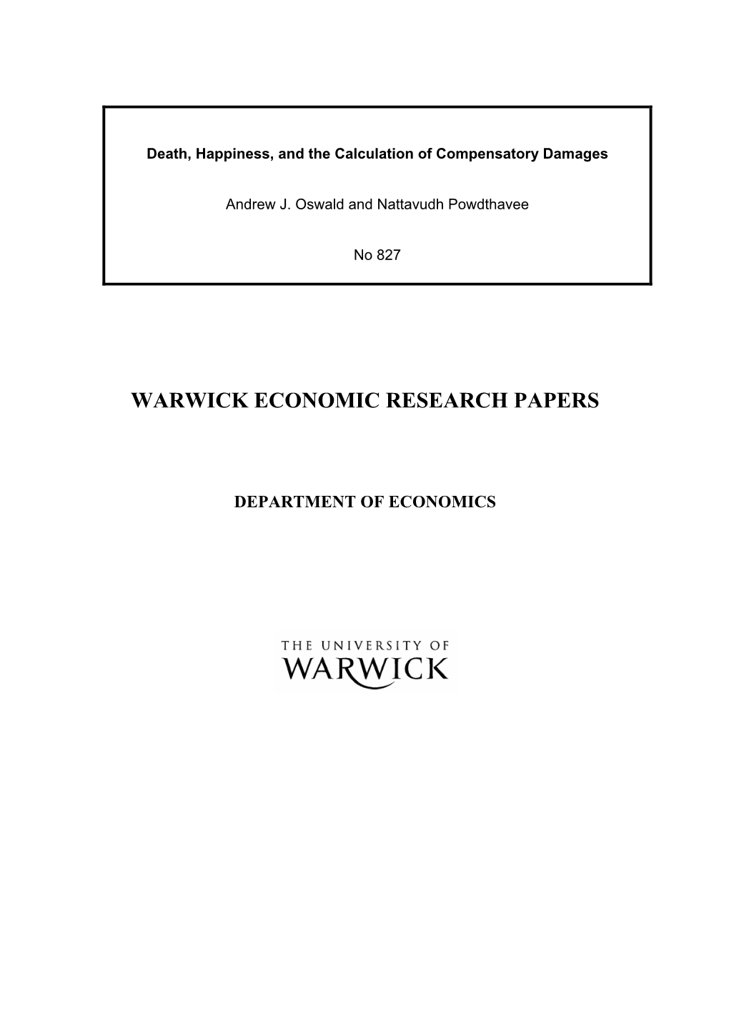 Death, Happiness, and the Calculation of Compensatory Damages