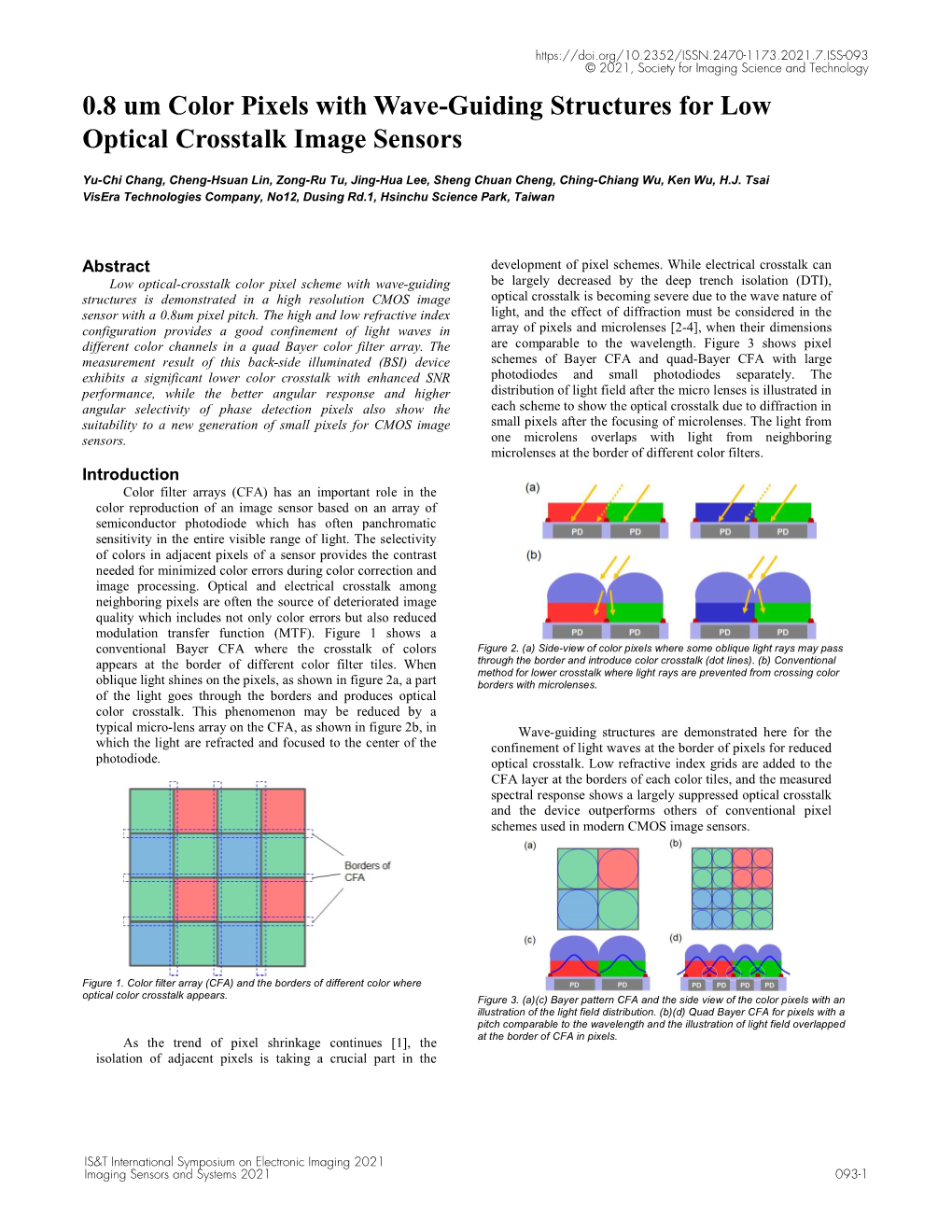 0.8 Um Color Pixels with Wave-Guiding Structures for Low Optical Crosstalk Image Sensors