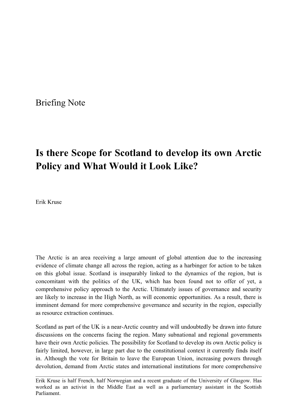 Is There Scope for Scotland to Develop Its Own Arctic Policy and What Would It Look Like?