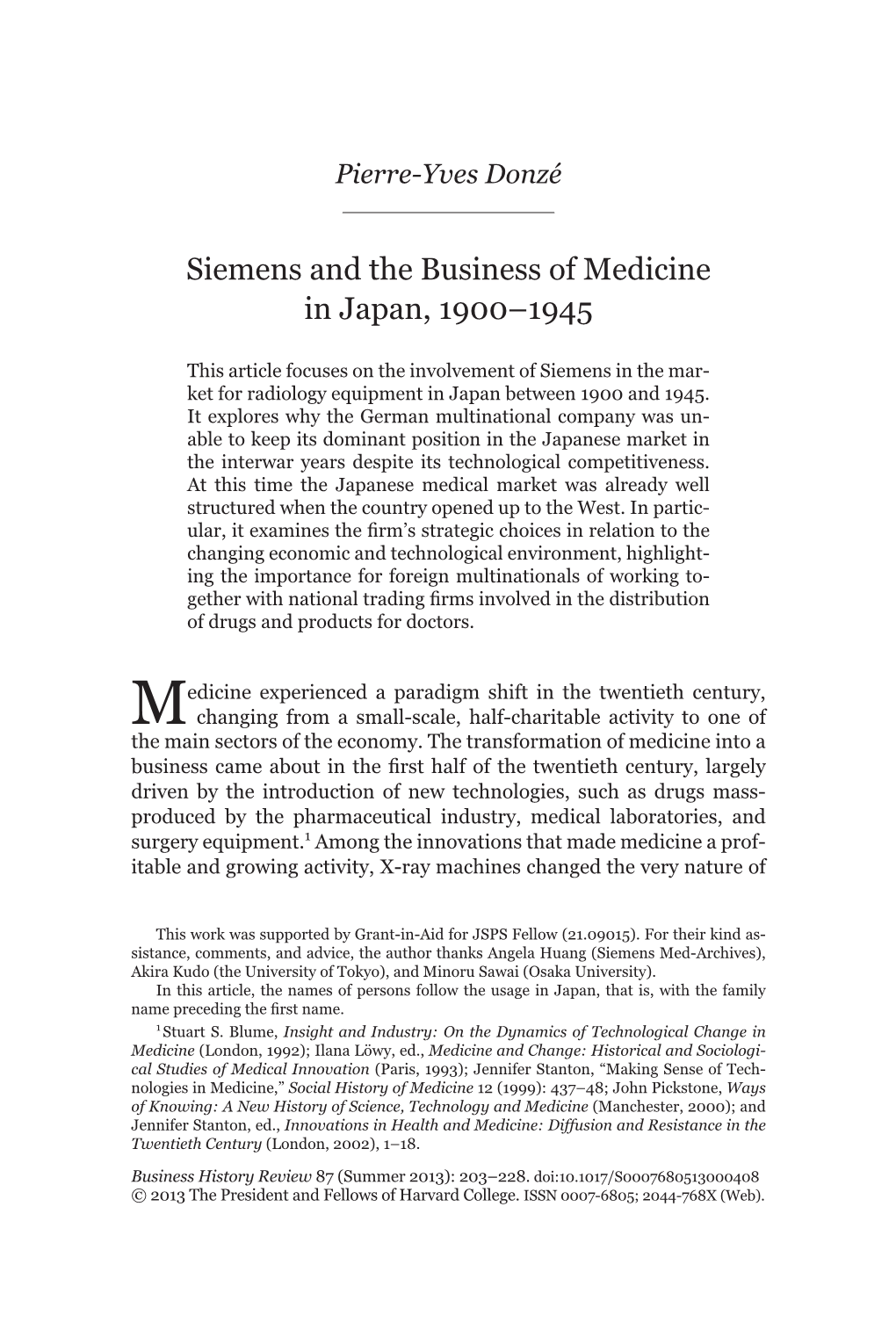 Siemens and the Business of Medicine in Japan, 1900–1945