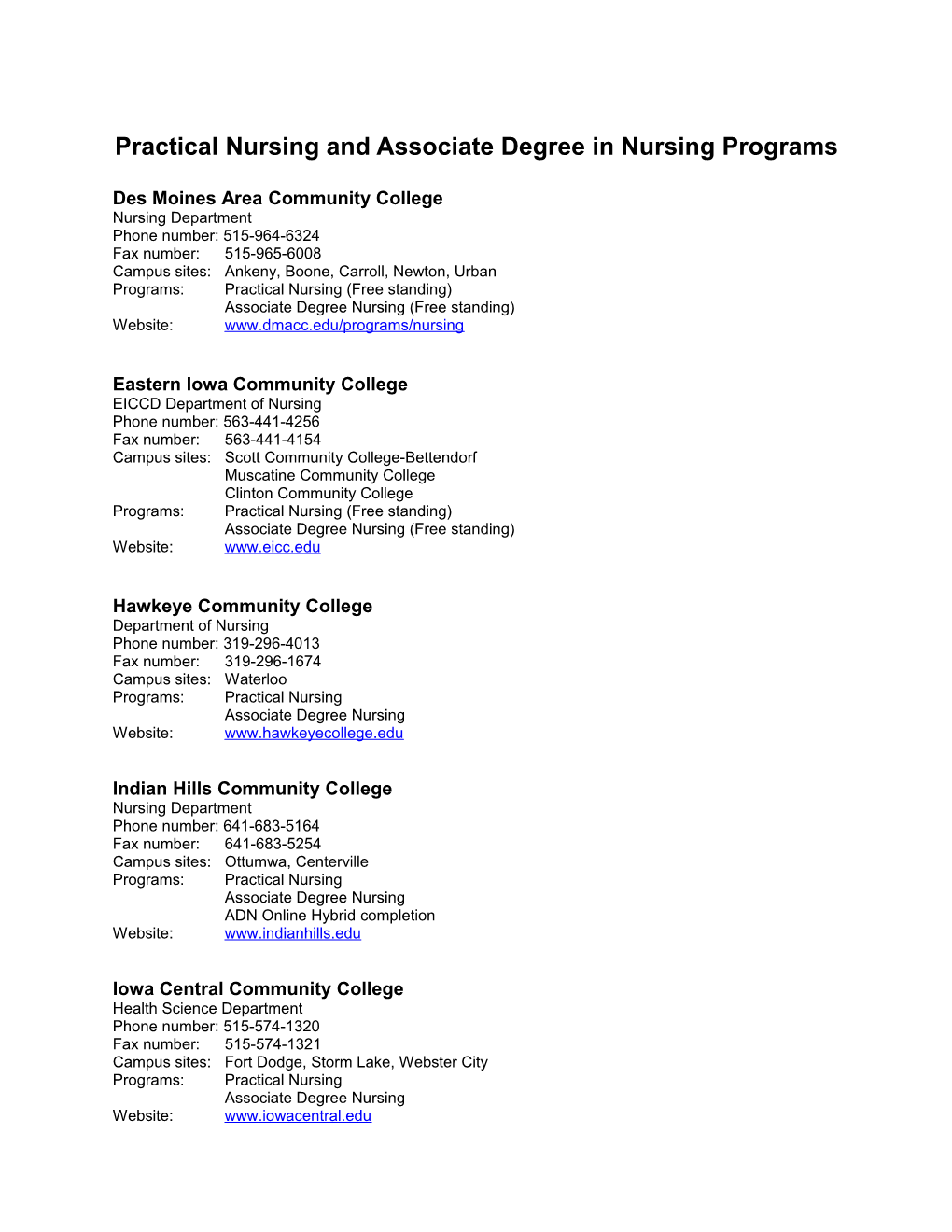 Practical Nursing and Associate Degree in Nursing Programs