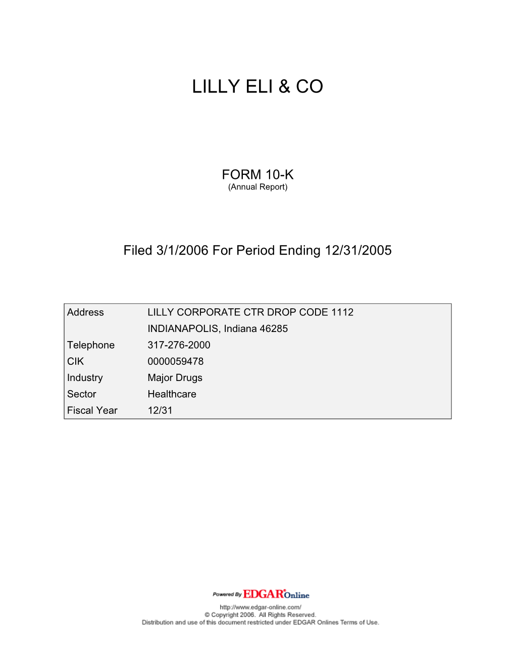 Lilly Eli & Co