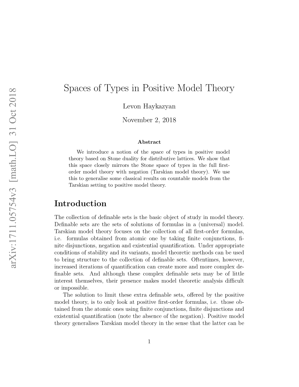 Spaces of Types in Positive Model Theory